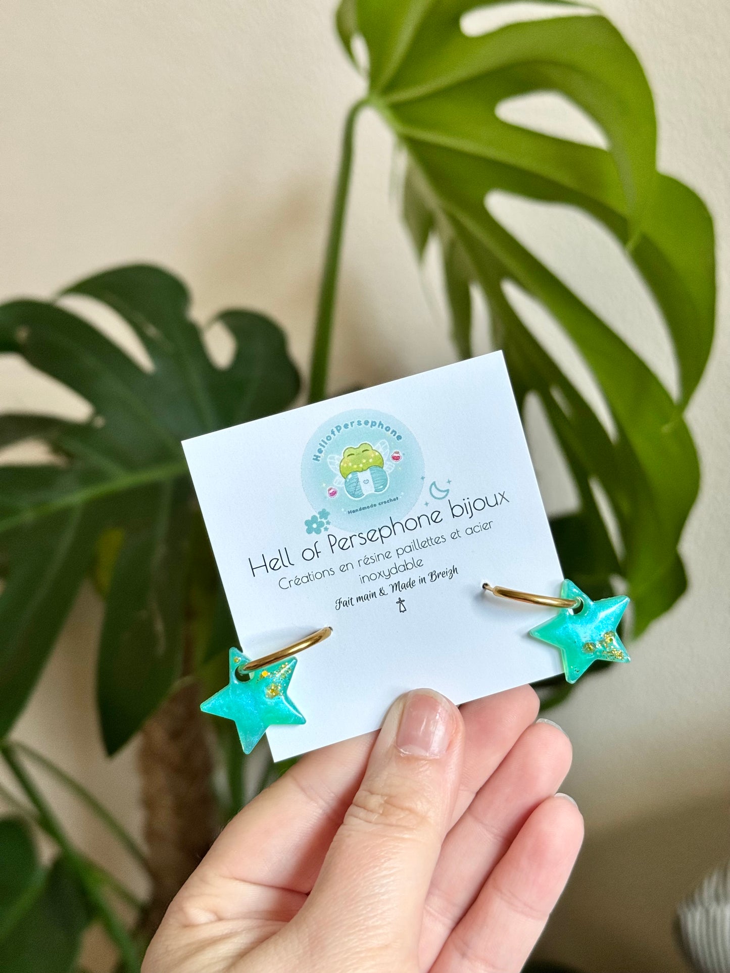 créoles interchangeables, créoles étoiles acier inoxydable, pampilles interchangeables, pampilles résine paillettes, étoiles résine paillettes, boucles d’oreilles femme pendantes