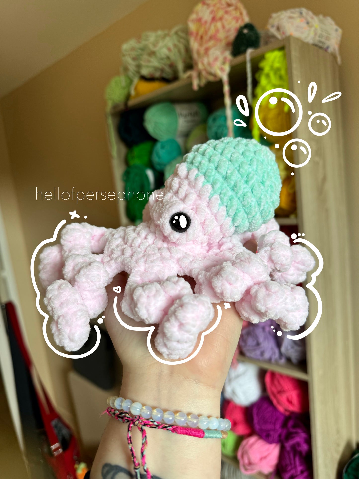 peluche pieuvre au crochet amigurumi réversible fait main