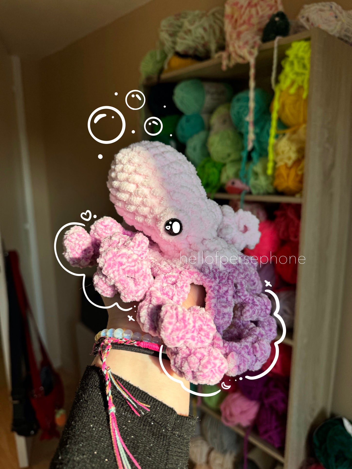 peluche pieuvre au crochet amigurumi réversible fait main