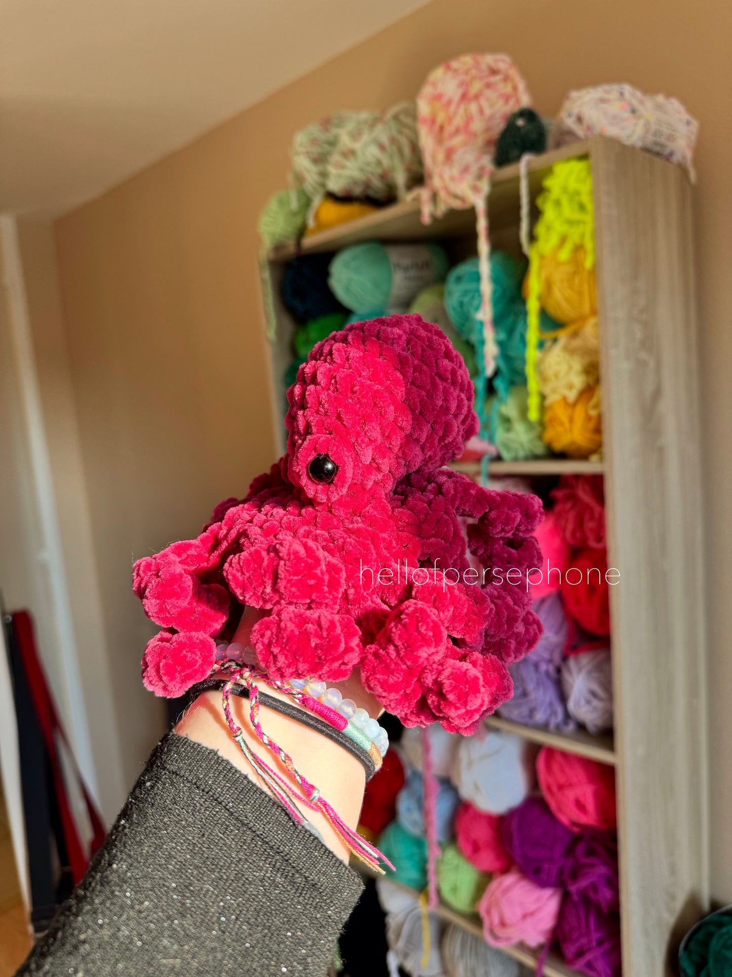 peluche pieuvre au crochet amigurumi réversible fait main
