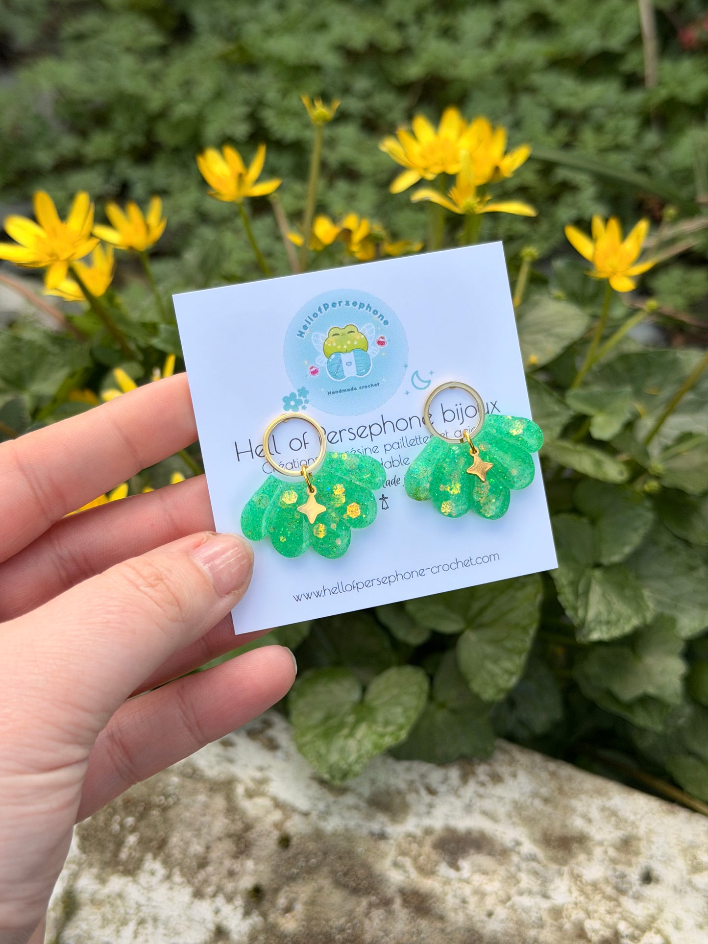 Boucles d'oreilles Fleurs - Lotus Menthe