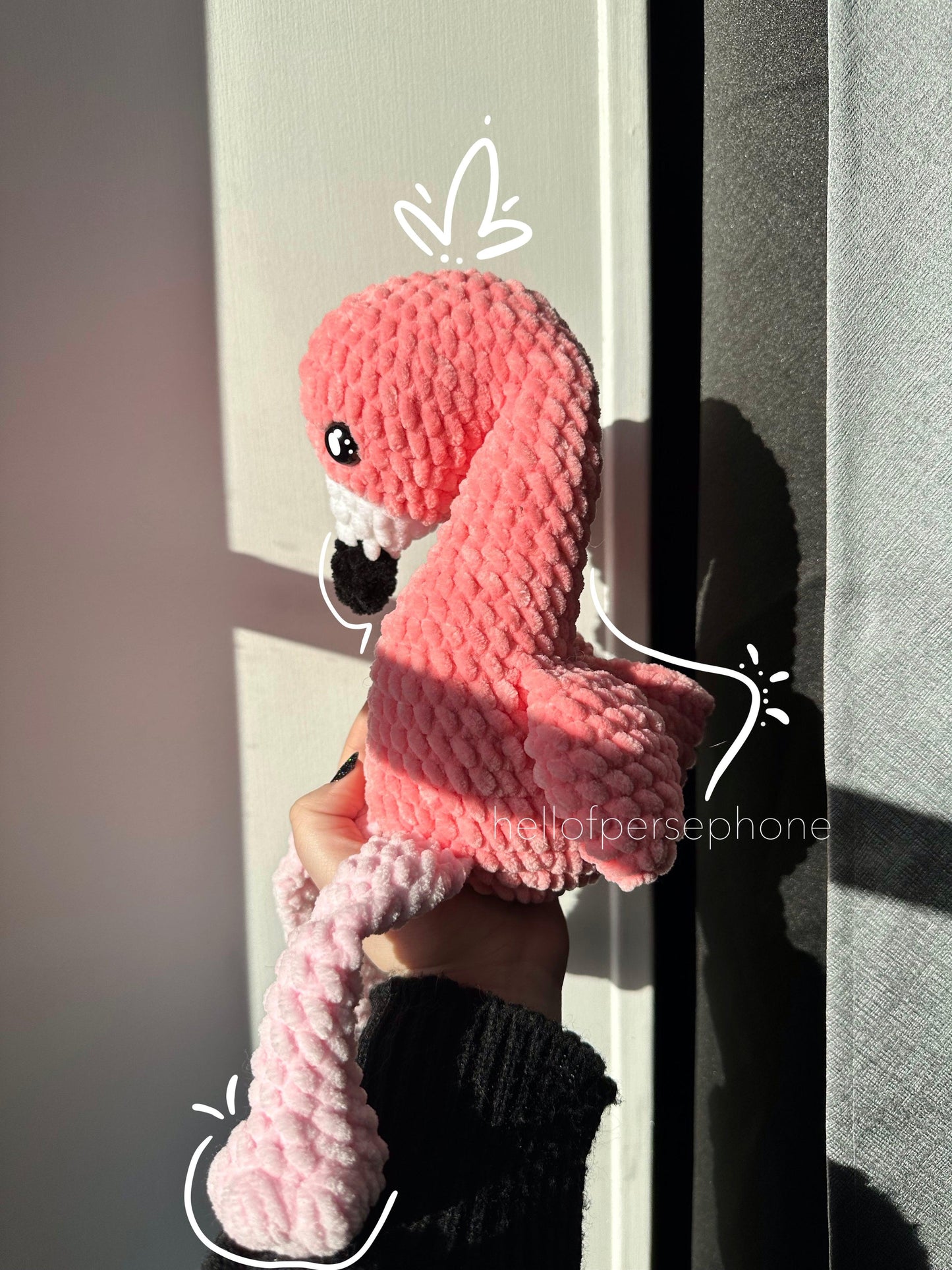peluche flamant rose au crochet