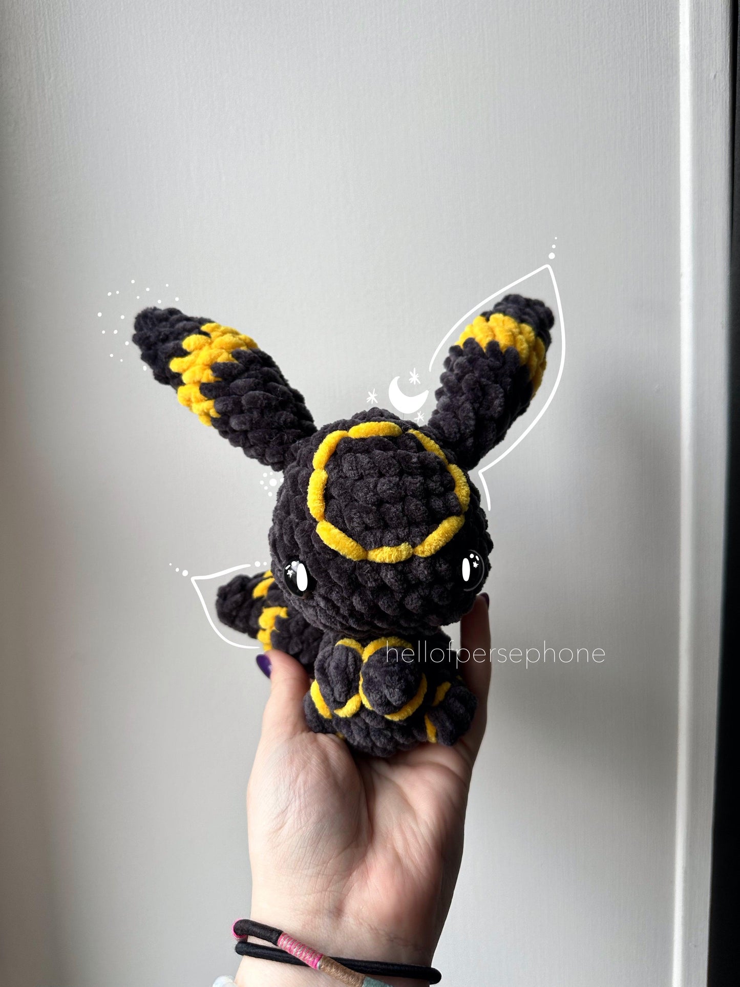 Peluche Noctali Umbreon Pokemon au crochet fait main