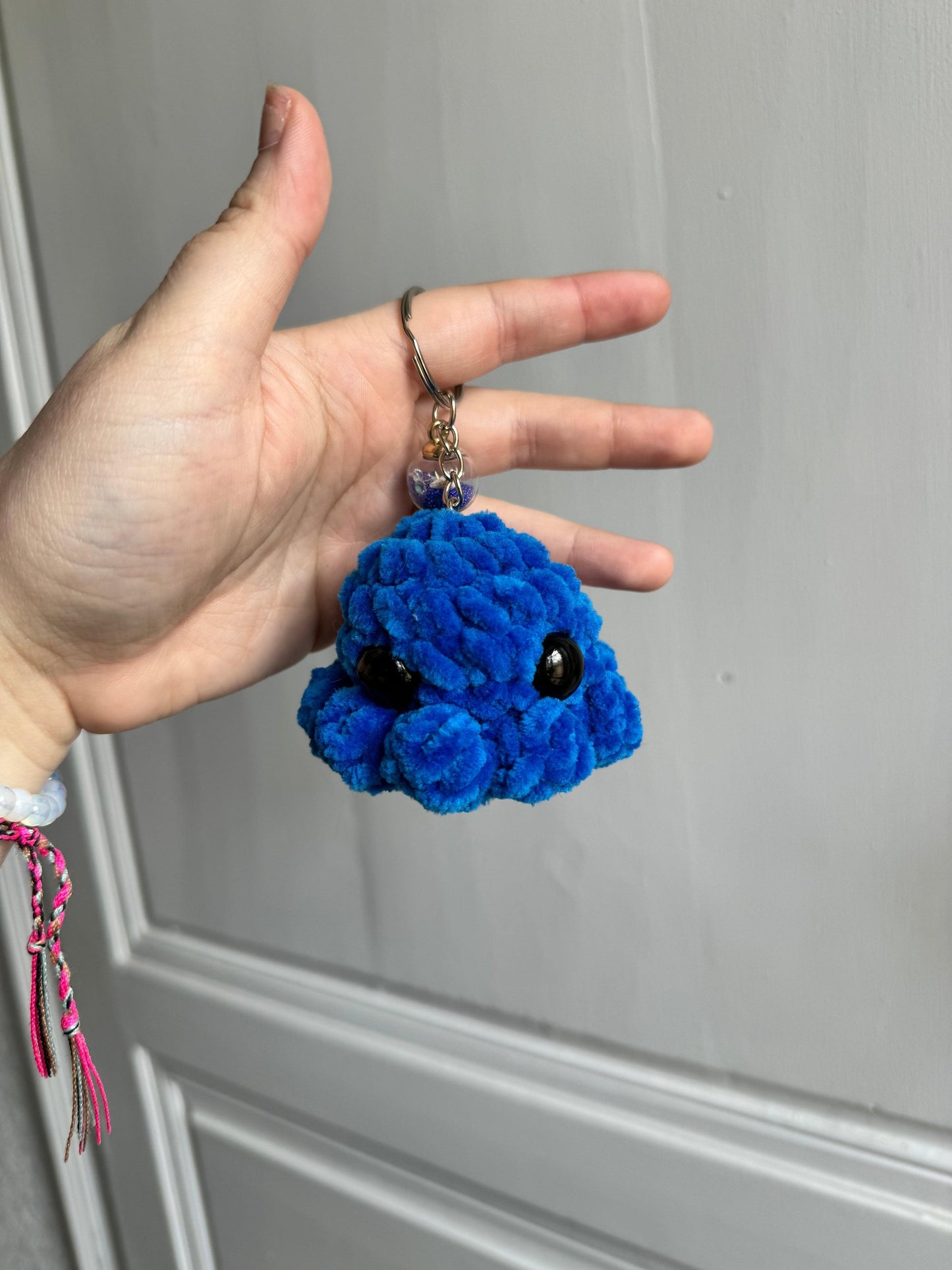 Porte-clés poulpe au crochet bleu roi amigurumi fait main porte clés artisanal