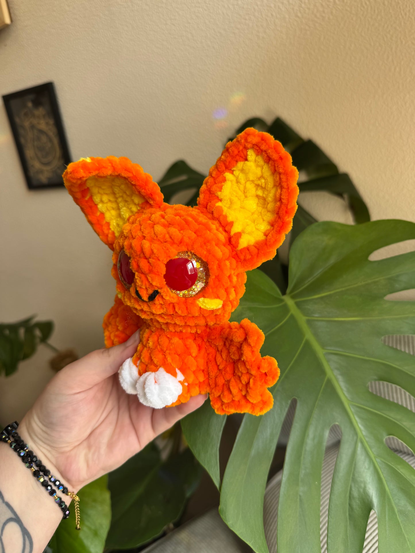 peluche chauve souris crochet orange jaune