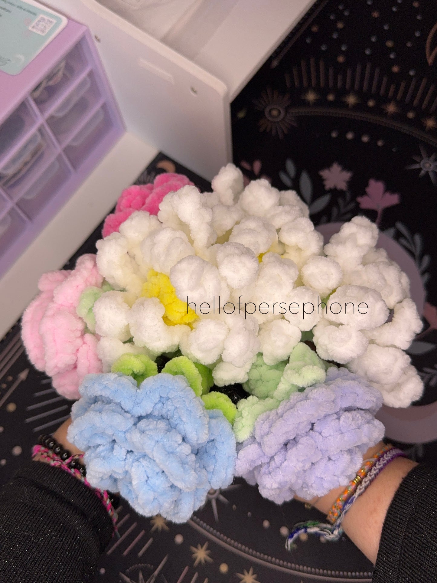 Bouquet de mariée fleurs éternelles au crochet
