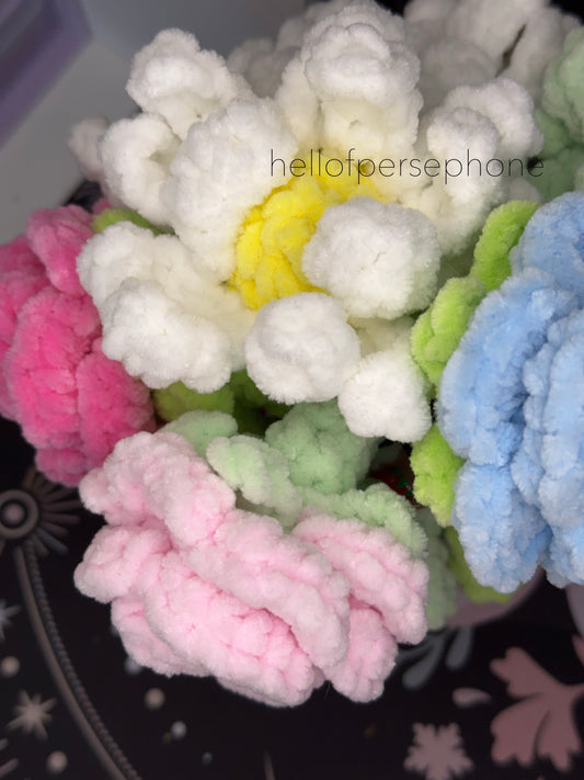 Bouquet de mariée fleurs éternelles au crochet