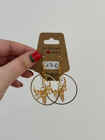 Boucles d’oreilles bijou fantaisie en acier inoxydable or pendentif étoile légères et confortables hypoallergénique pour oreilles sensibles