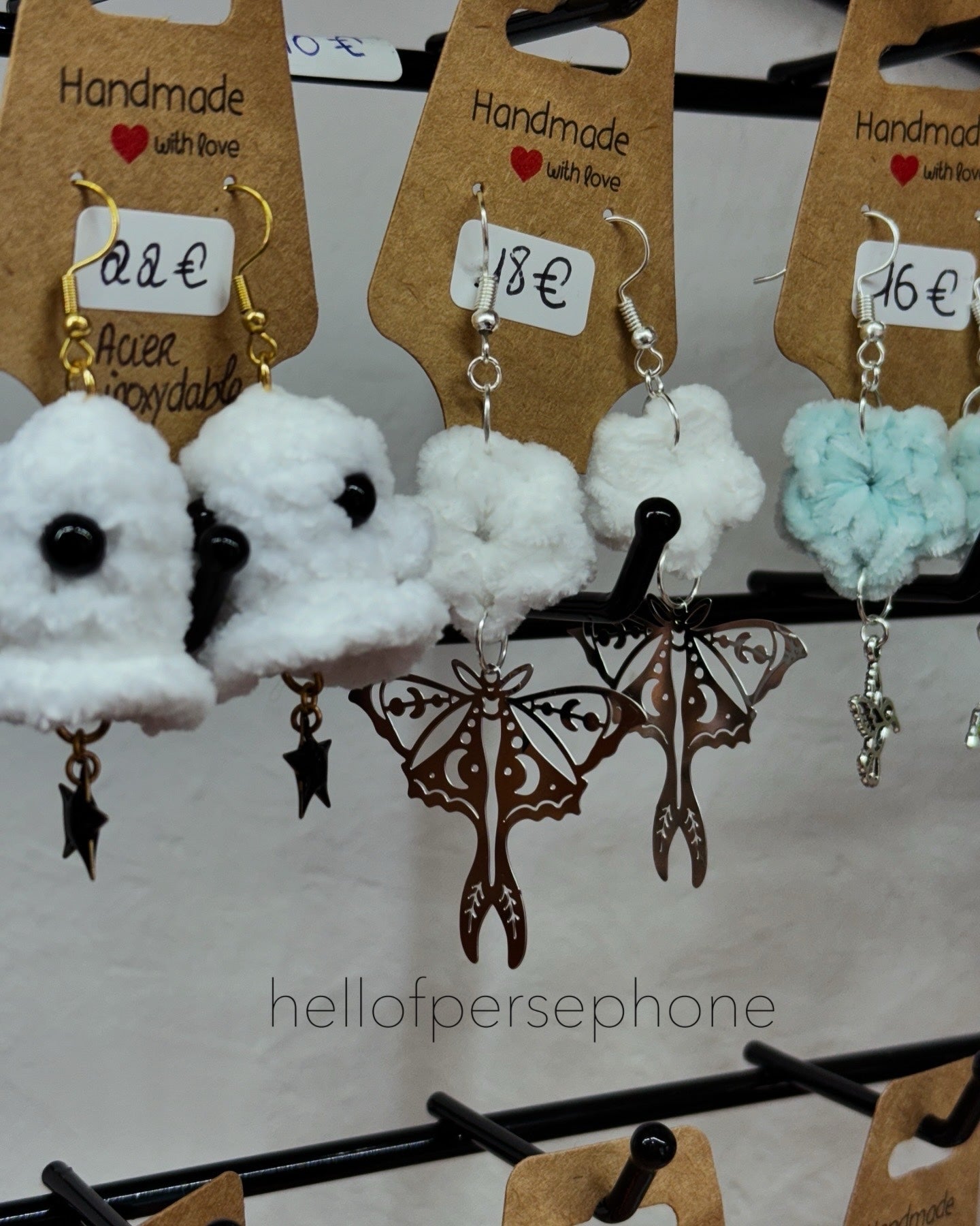 Boucles d’oreilles fantôme au crochet bijou fantaisie en acier inoxydable argent pendentif étoile légères et confortables hypoallergénique pour oreilles sensibles