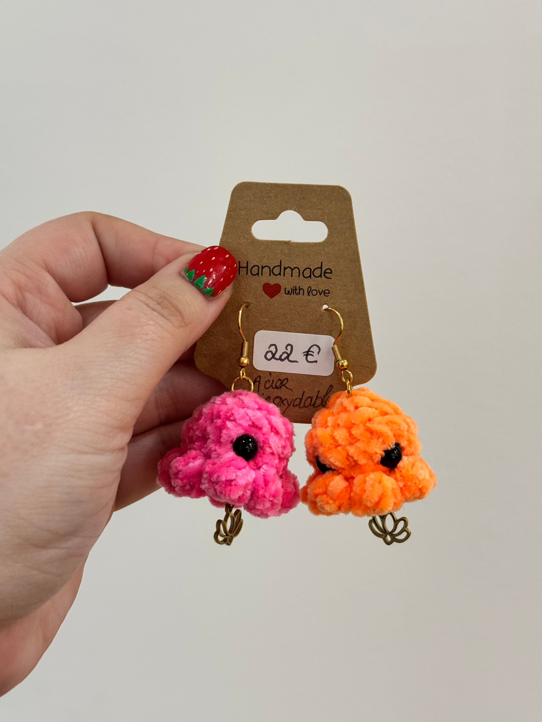 Boucles d’oreilles fantaisie au crochet rose et orange en acier inoxydable argent légères et confortables hypoallergénique pour oreilles sensibles 