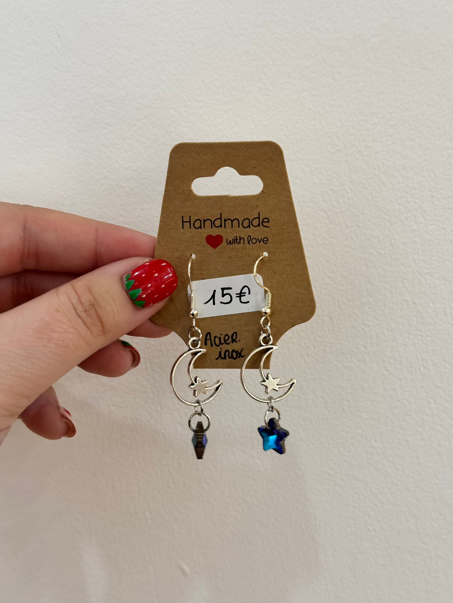 Boucles d’oreilles lunes étoiles bijou fantaisie en acier inoxydable argent pendentif étoile légères et confortables hypoallergénique pour oreilles sensibles