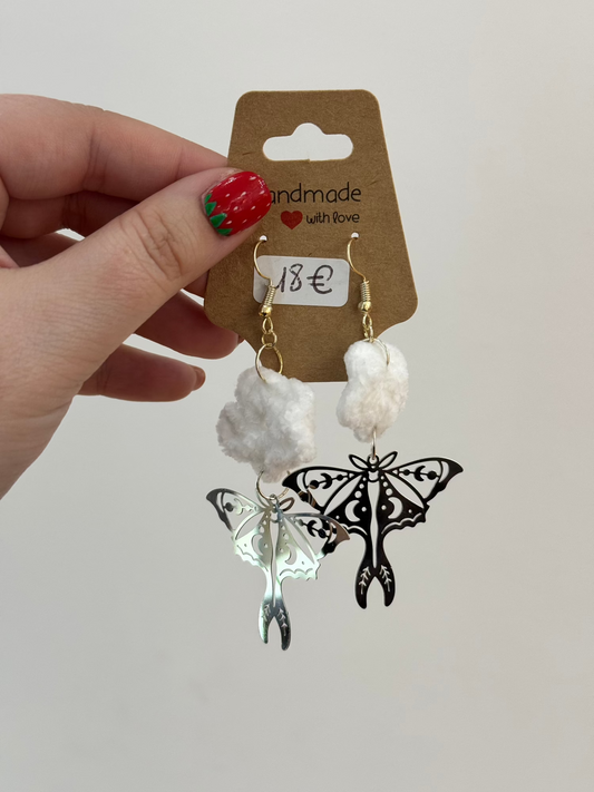Boucles d’oreilles papillons en acier inoxydable argent légères et confortables hypoallergénique pour oreilles sensibles 