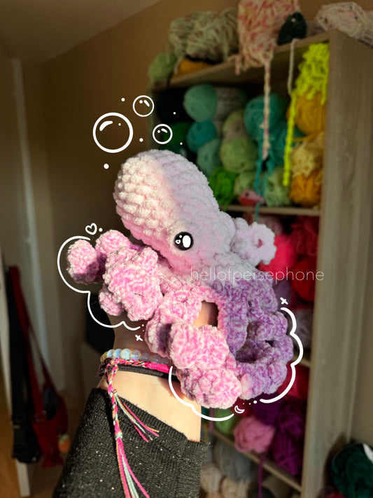 peluche pieuvre au crochet amigurumi réversible fait main