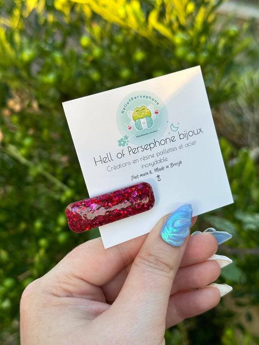 Barrette résine à paillettes