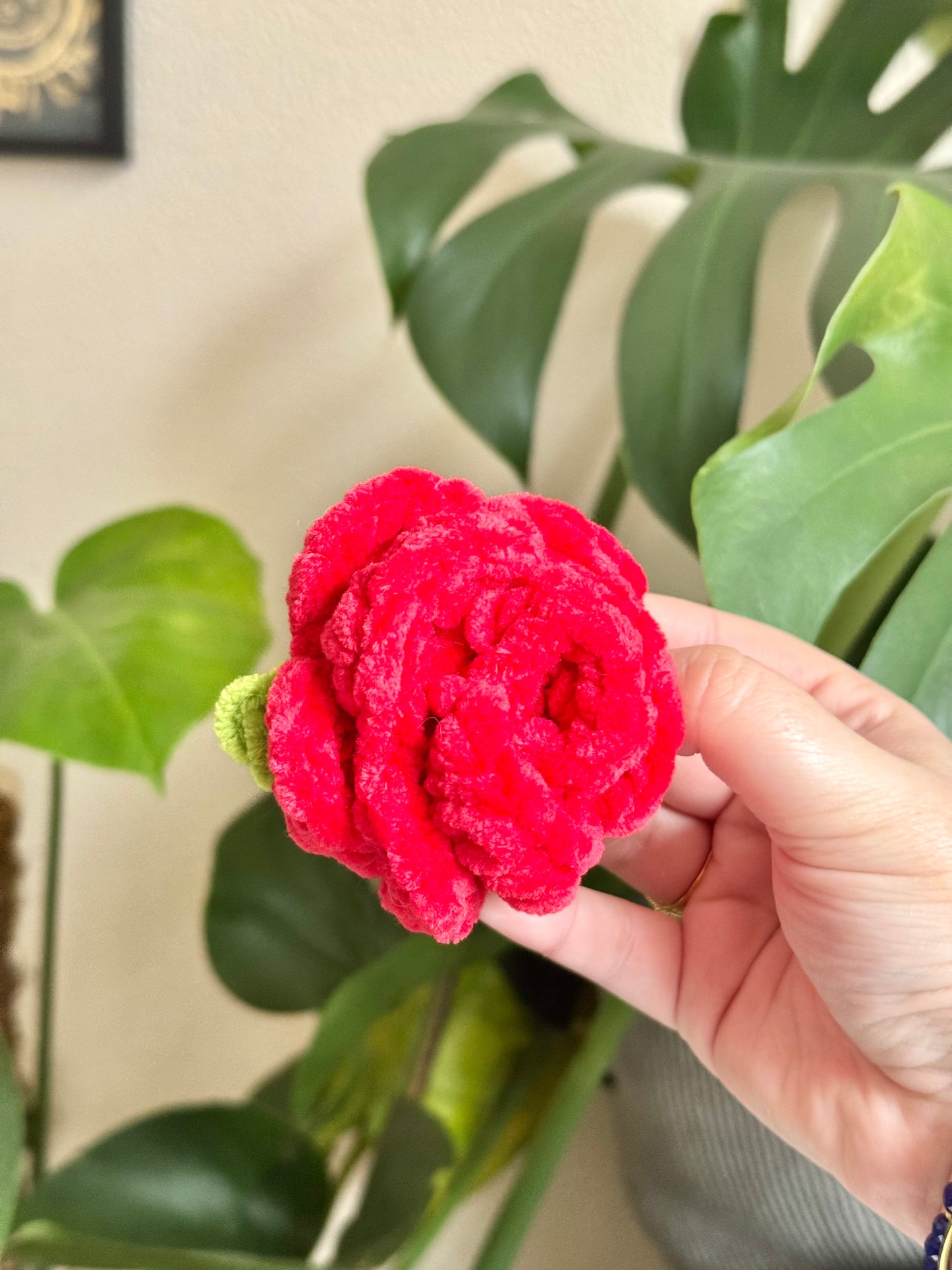 Rose en crochet - Barrette pince pour cheveux