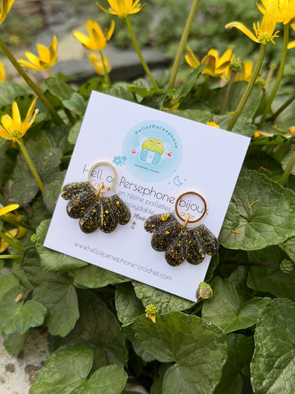 Boucles d'oreilles Fleurs - Lotus Noir