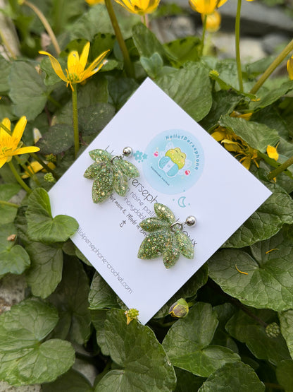 Boucles d'oreilles Fleurs - Iris Vert