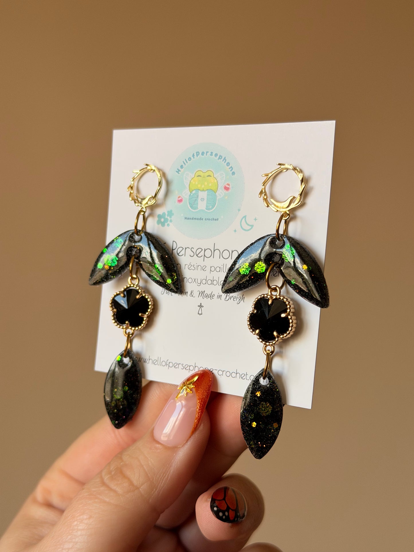 Boucles d'oreilles Feuilles - Dark Cosmos