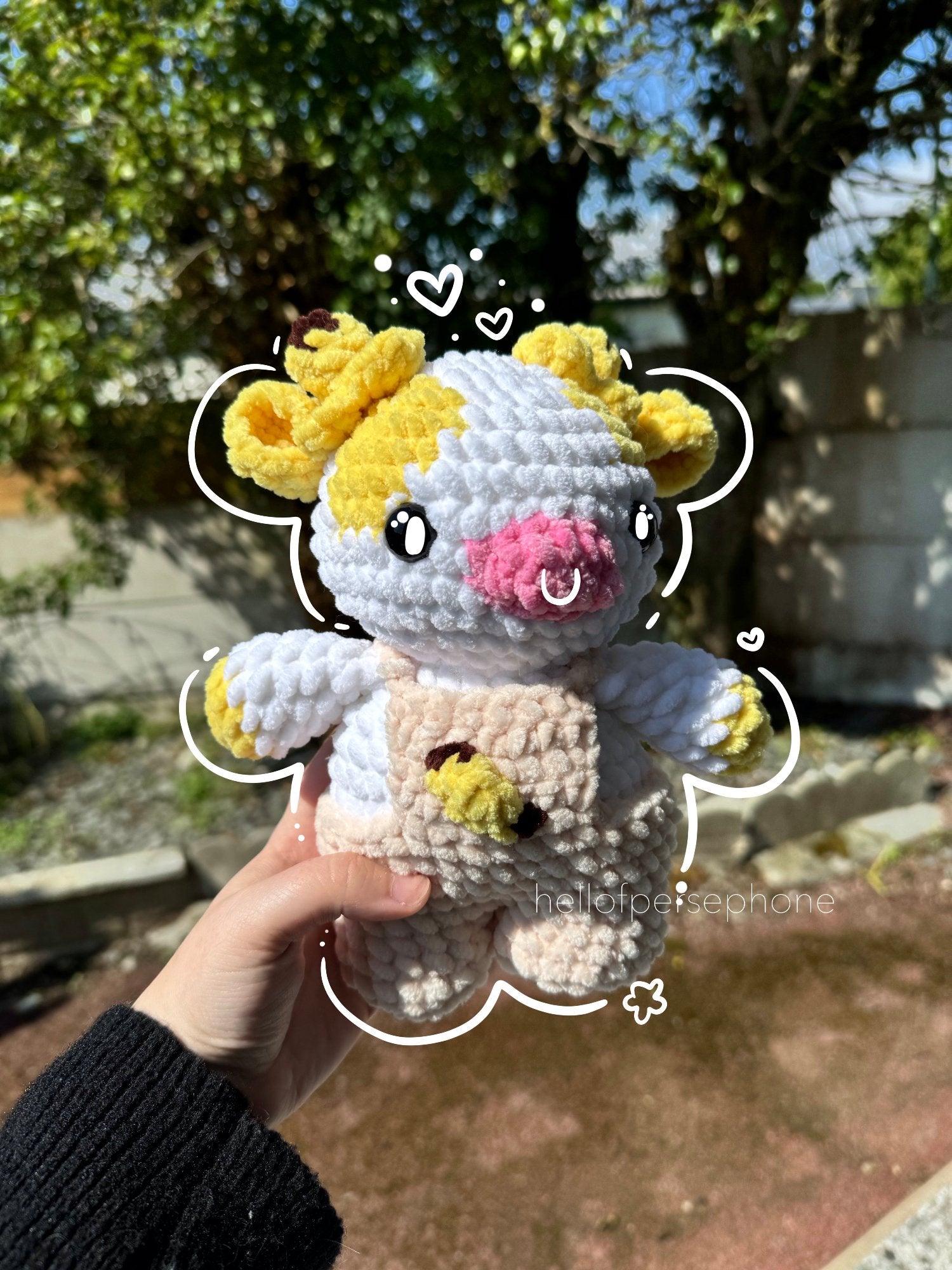 peluche vache fruit banane au crochet amigurumi 100% fait main