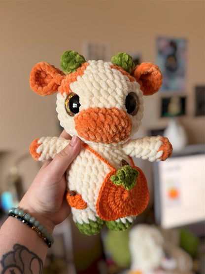 Peluche Vache au Crochet – Vache citrouille Amigurumi fait main