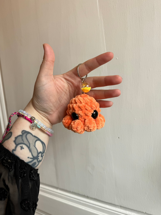 Porte-clés poulpe au crochet bleu turquoise amigurumi fait main porte clés artisanat