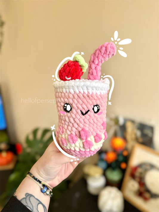 bubble tea amigurumi crochet, bubble tea plushie, bubble tea matcha deco