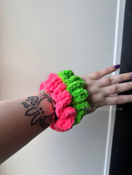 chouchou pour cheveux au crochet laine chenille, élastique cheveux au crochet sans abîmer les cheveux, pour femme et enfants
