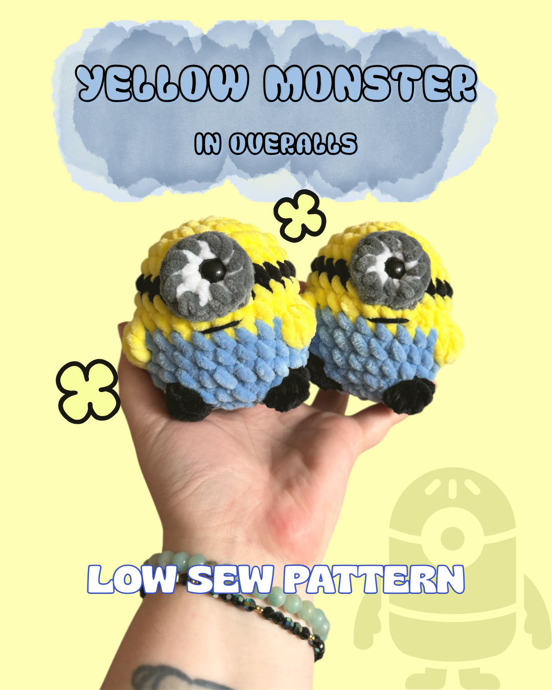 modèle de minions en crochet, patron format PDF, patron au crochet low sew
