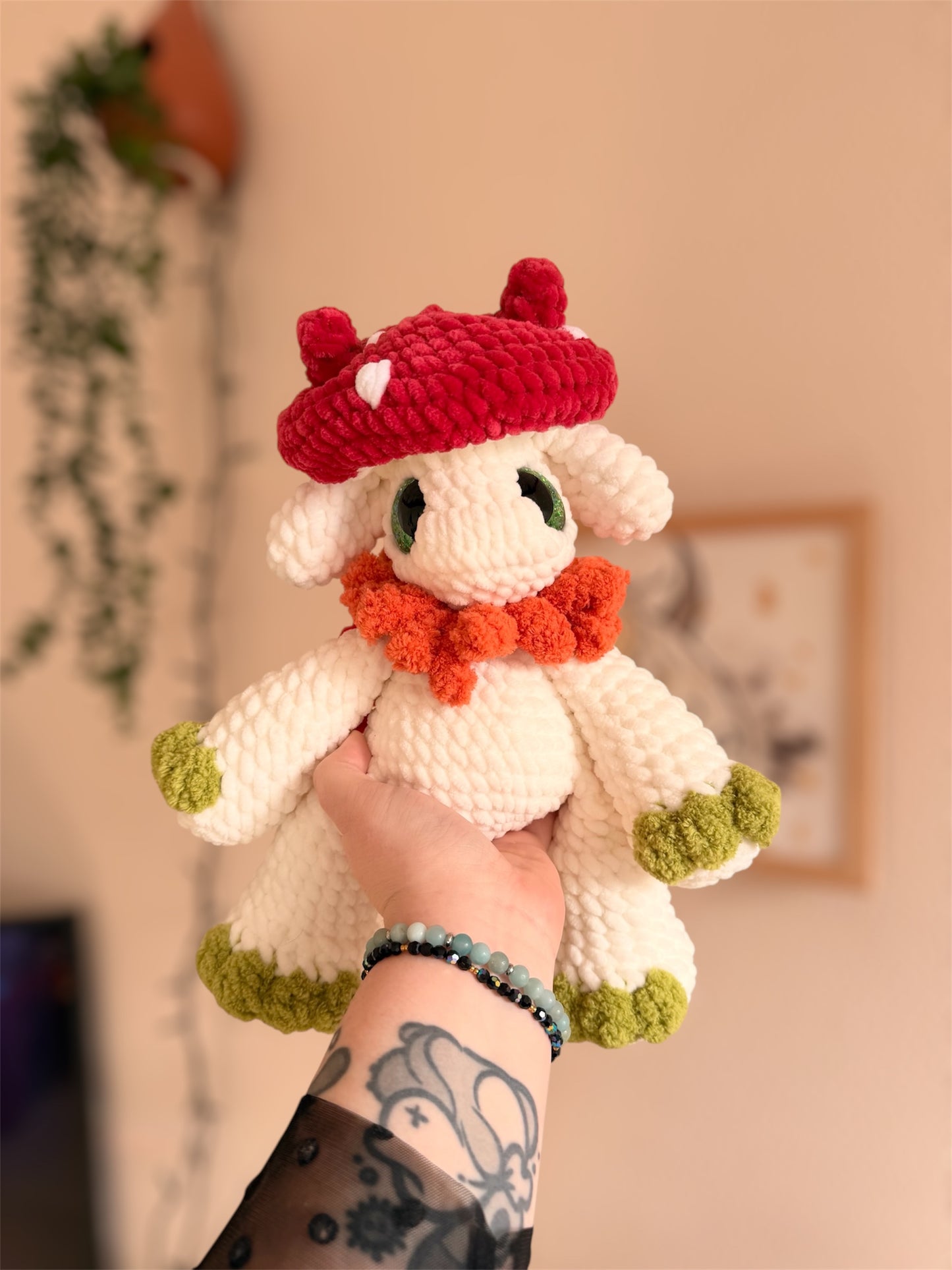 peluche dragon champignon cottagecore amigurumi