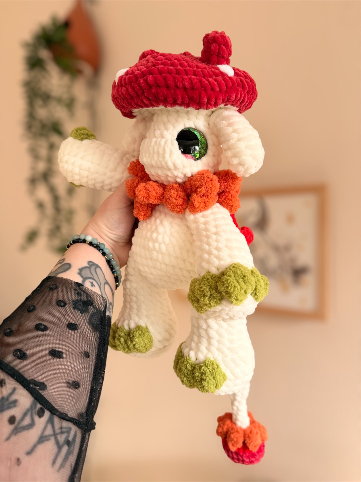 peluche dragon champignon cottagecore amigurumi