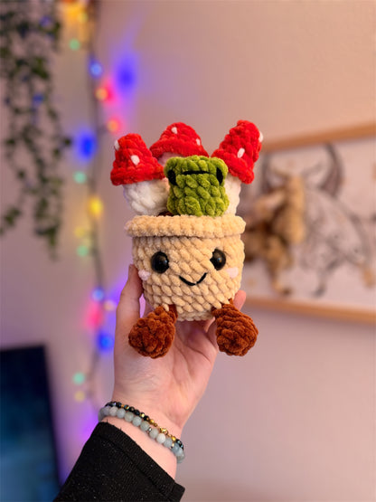 peluche champignon et grenouille kawaii en crochet, belle peluche façon jellycat