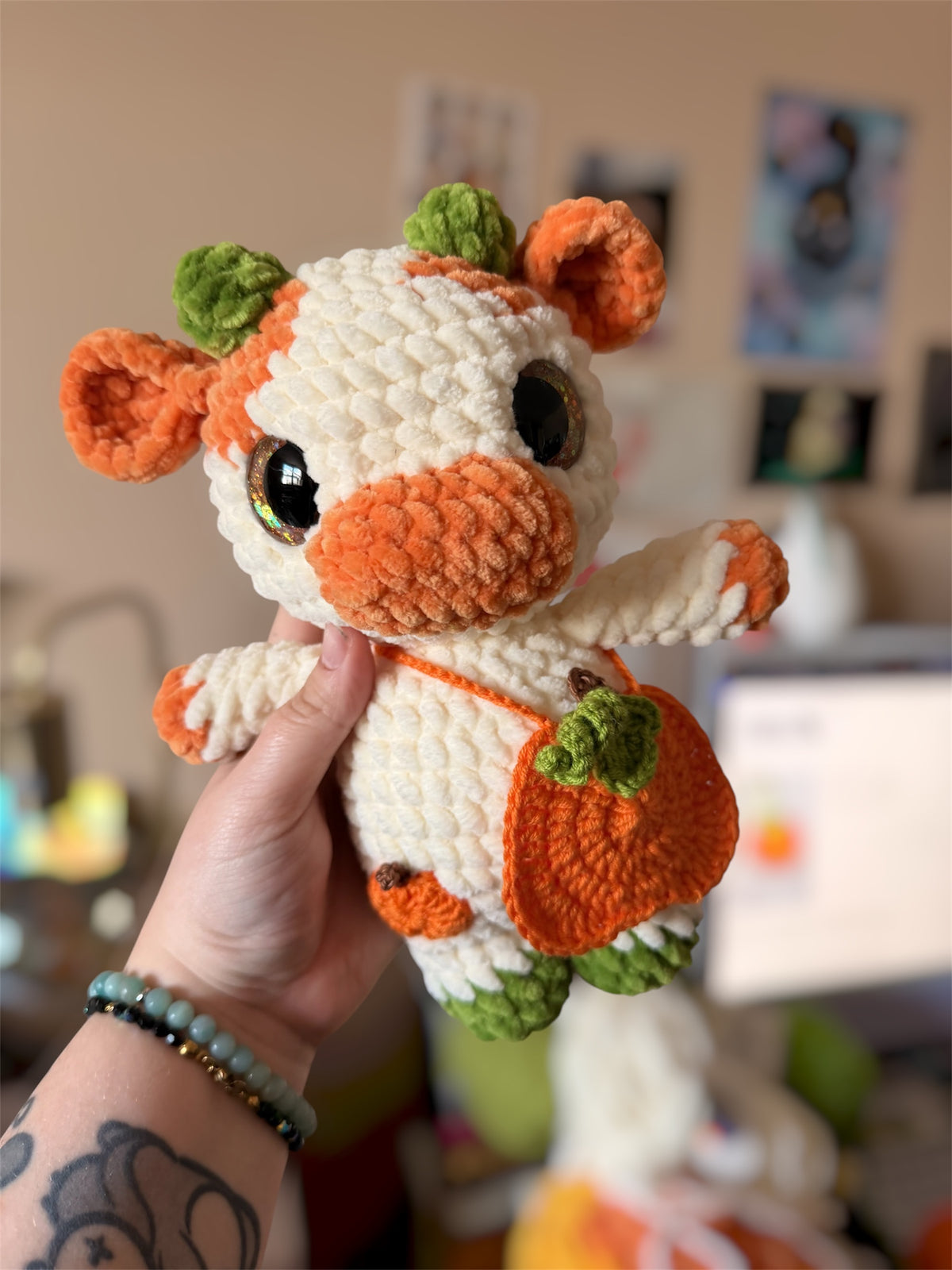 Peluche Vache au Crochet – Vache citrouille Amigurumi fait main