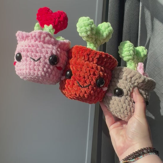 decoration plante en pot au crochet fait main fleurs et feuilles au crochet