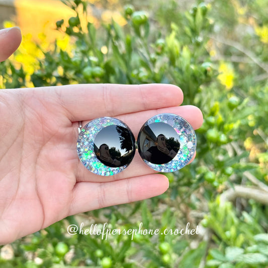 Yeux de sécurité crochet, yeux sécurité pour peluches, yeux de sécurité pour amigurumi, yeux de sécurité paillettes, safety eyes for amigurumi