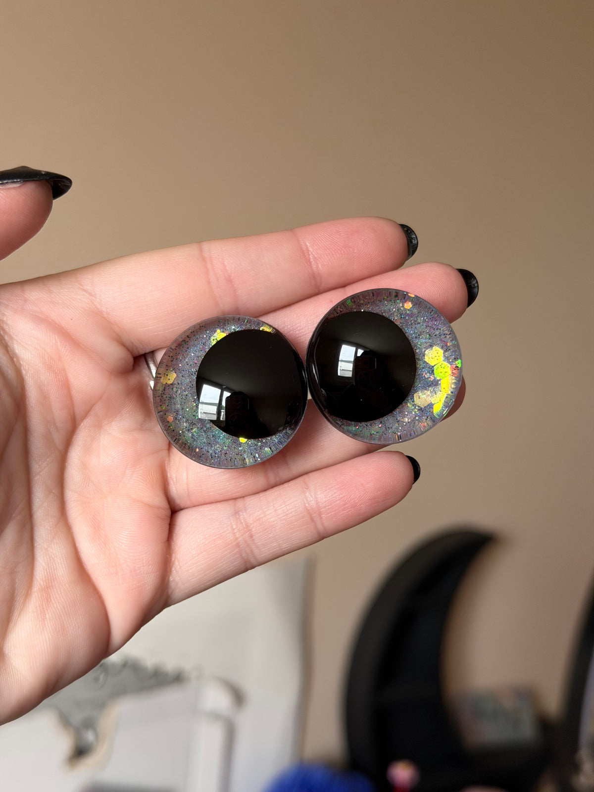 safety eyes glitters for amigurumi blue sparkles